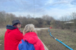 Angela looking at the flooding issue in Burpham